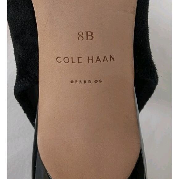 Cole Haan Grand OS Nene Slingback Peep Toe Heel Black Suede Womens Size 8 B - Picture 8 of 9